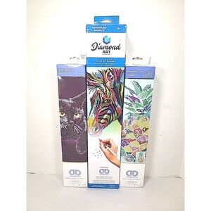 Lot of 3 NOB  Diamond Dotz Kits Cat Zebra Pineapple